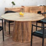 Modern 4 Seater Round Dining Table for Compact Spaces | Solid Wood - Image 4
