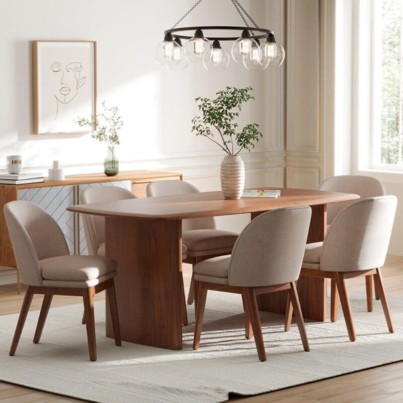 Solid wood dining table without arms for modern homes
