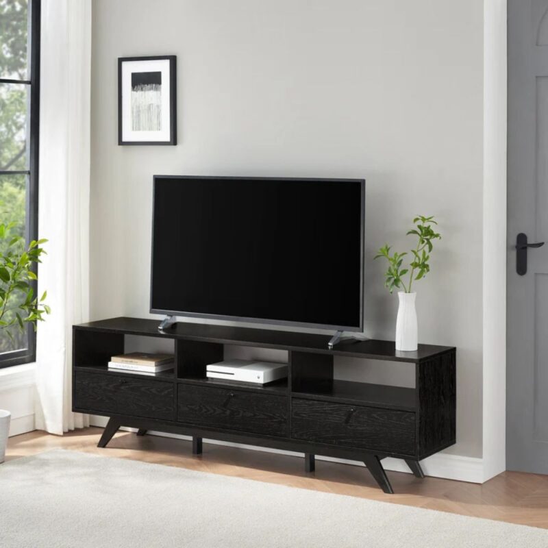 Bangalore black 3-door rattan TV stand – Furnhands