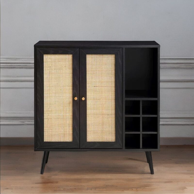 Classic black solid wood bar cabinet for home – Furnhands