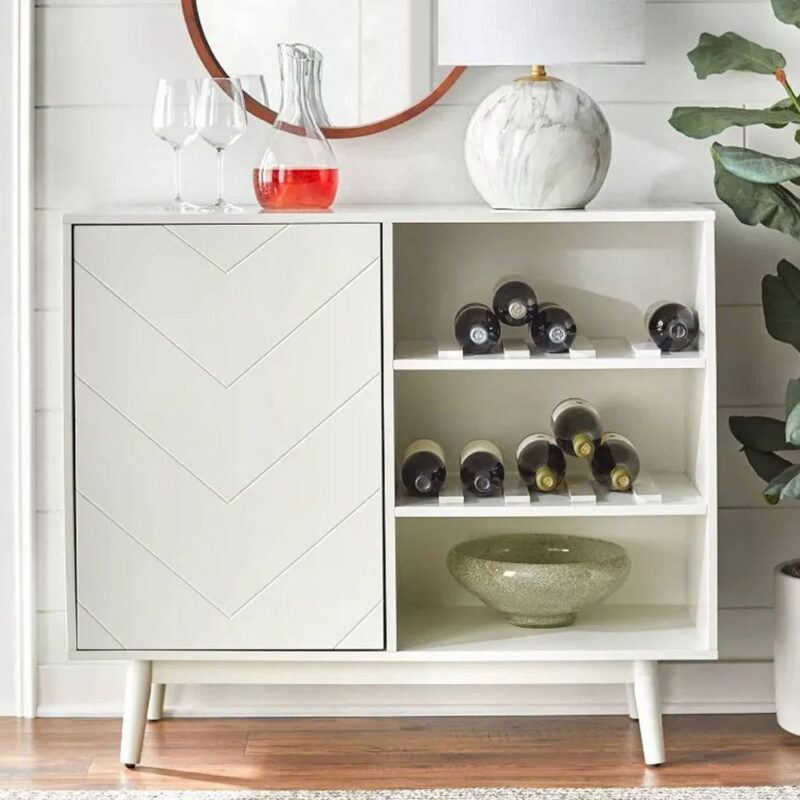 Chandigarh solid wood bar cabinet milky white – Furnhands