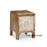 Hand Carved Solid Wood Bedside Table – Premium Wooden Nightstand for Home - Image 5