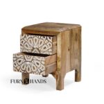Hand Carved Solid Wood Bedside Table – Premium Wooden Nightstand for Home - Image 4