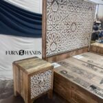 Hand Carved Solid Wood Bedside Table – Premium Wooden Nightstand for Home - Image 3