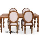 6 Seater Solid Wood Dining Table Set in Acacia Wood | Wooden Dining Table with 6 Chairs – Furnhands - Image 4