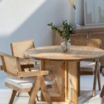 Solid Wood Round Dining Table with Rattan Cross Legs – Handcrafted by Furnhands India - Image 2