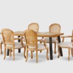 Solid Wood 6 Seater Dining Table Set – Premium Natural Finish with Matching Chairs - Image 2