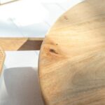 Solid Wood Round Dining Table with Rattan Cross Legs – Handcrafted by Furnhands India - Image 3