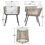 Outdoor Patio Seating Set – 2 Braided Rope Chairs with Table (Cream) | Premium Balcony & Garden Furniture by Furnhands - Image 2