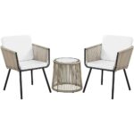 Outdoor Patio Seating Set – 2 Braided Rope Chairs with Table (Cream) | Premium Balcony & Garden Furniture by Furnhands - Image 3