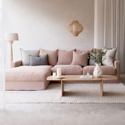 L shape bespoke fabric sofa for living room