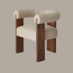 Designer Bouclé Arm Chair for Luxury Homes | Premium Solid Wood Accent Chair Online in India – Furnhands - Image 3