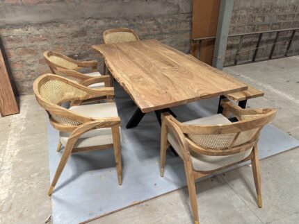 Buy 6 Seater Live Edge Dining Table Set Online India